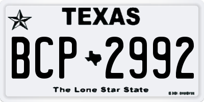TX license plate BCP2992