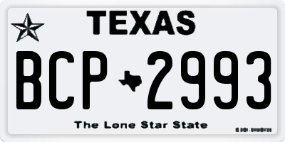 TX license plate BCP2993
