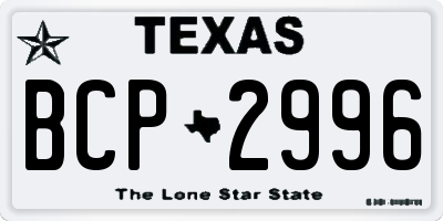 TX license plate BCP2996
