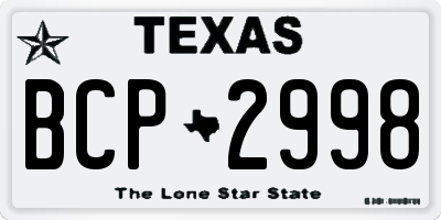 TX license plate BCP2998