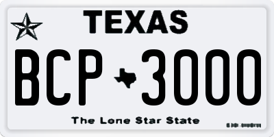 TX license plate BCP3000