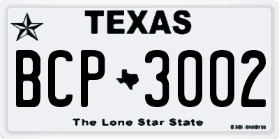 TX license plate BCP3002
