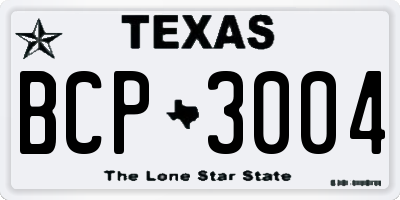 TX license plate BCP3004