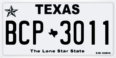 TX license plate BCP3011