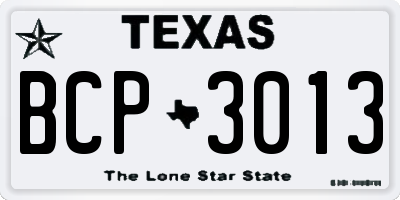 TX license plate BCP3013