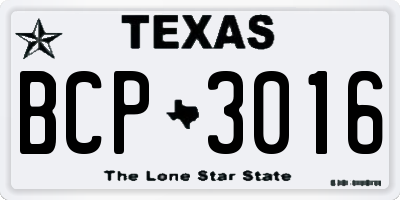 TX license plate BCP3016