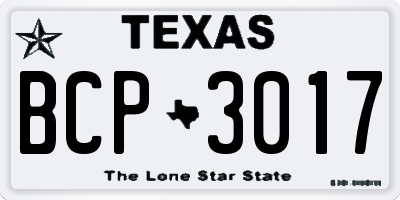 TX license plate BCP3017