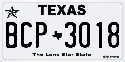 TX license plate BCP3018