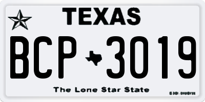 TX license plate BCP3019
