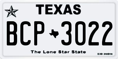 TX license plate BCP3022