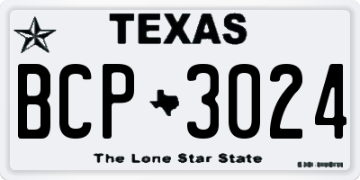 TX license plate BCP3024