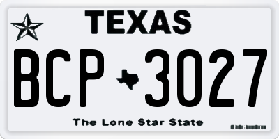 TX license plate BCP3027