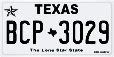 TX license plate BCP3029