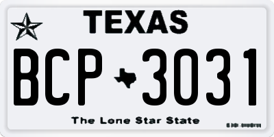 TX license plate BCP3031