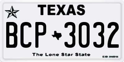 TX license plate BCP3032