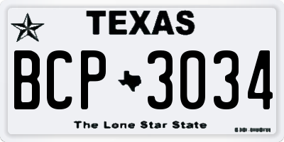 TX license plate BCP3034