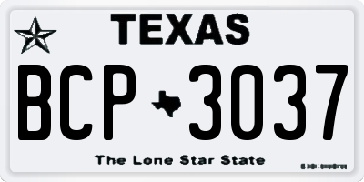 TX license plate BCP3037