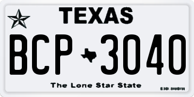 TX license plate BCP3040