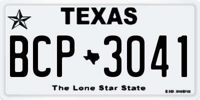 TX license plate BCP3041