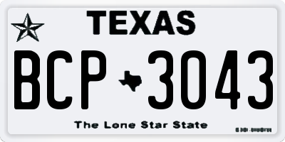 TX license plate BCP3043