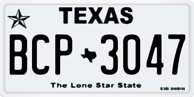 TX license plate BCP3047