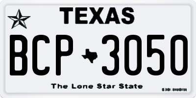 TX license plate BCP3050