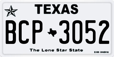 TX license plate BCP3052