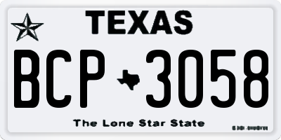 TX license plate BCP3058