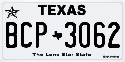 TX license plate BCP3062