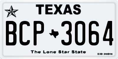 TX license plate BCP3064