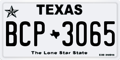 TX license plate BCP3065