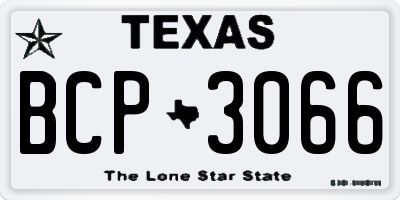 TX license plate BCP3066