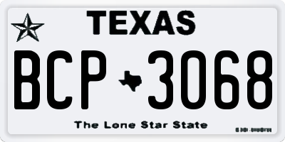 TX license plate BCP3068