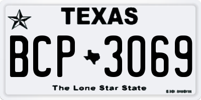 TX license plate BCP3069