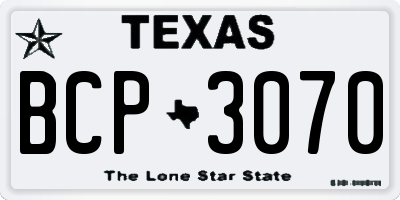 TX license plate BCP3070