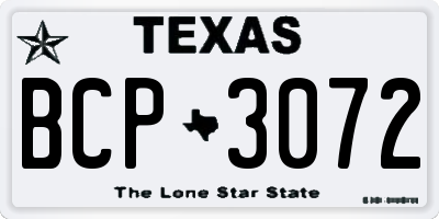 TX license plate BCP3072