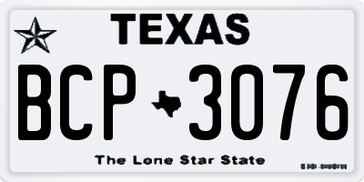 TX license plate BCP3076