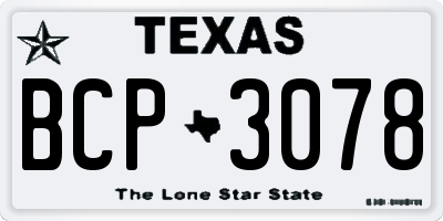 TX license plate BCP3078