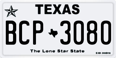 TX license plate BCP3080