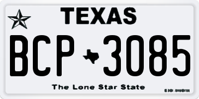 TX license plate BCP3085