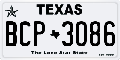 TX license plate BCP3086