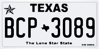 TX license plate BCP3089