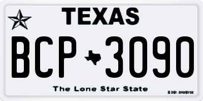 TX license plate BCP3090