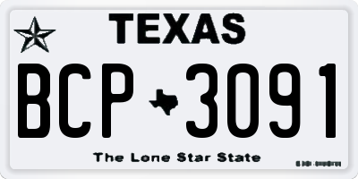 TX license plate BCP3091