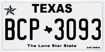 TX license plate BCP3093