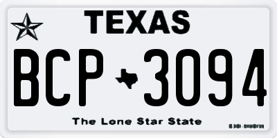 TX license plate BCP3094