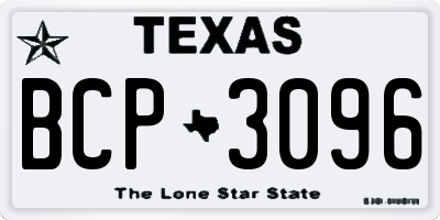 TX license plate BCP3096