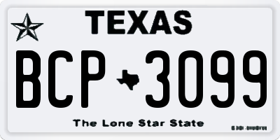 TX license plate BCP3099