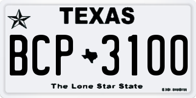 TX license plate BCP3100