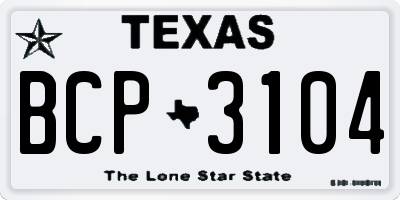 TX license plate BCP3104